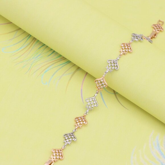 "Crown Charm Rose Gold & Silver Bracelet with CZ Accents, XPBL0803 - Picture 5 of 12